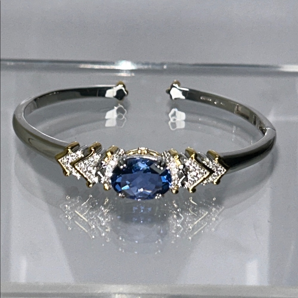 NWT Genuine Blue Topaz Sterling Silver Cuff Bracelet By Chuck Clemency Boho